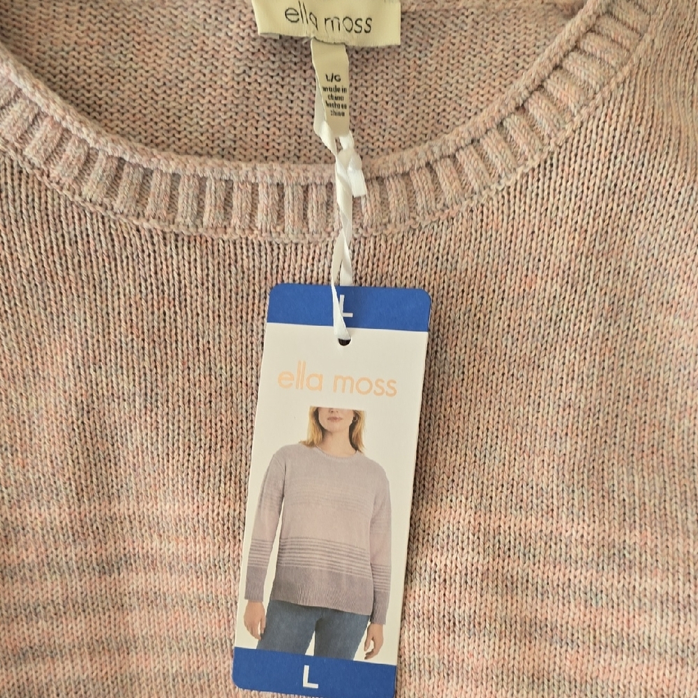 Brand New NWT Stylush Ella Moss Women's Light Pink Crew Neck Sweater